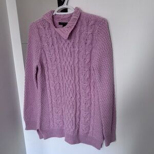 Ralph Lauren Cable Knit Mock Neck Sweater in Pink